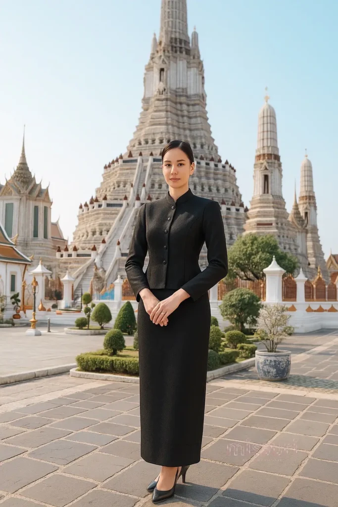 ชุดไทยจิตรลดาสีดำ ชุดพระราชทานเพลิงศพผู้หญิง