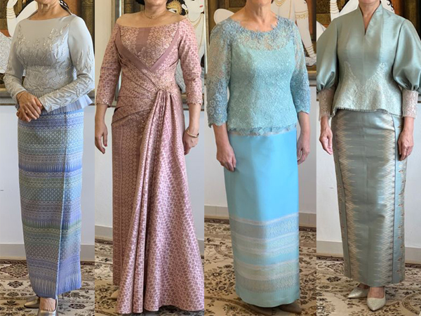 เสื้อลูกไม้หรือผ้าลายไทย จะขึ้นอยู่กับความชอบ กระโปรงจะเน้นเป็นทรงสอบหรือผ้าถุงป้าย