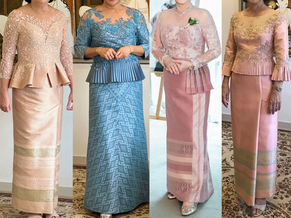 สีของชุดไทยแม่เจ้าบ่าวเจ้าบ่าวเจ้าสาวจะเน้นเป็นโทนสีสุภาพ เช่น ชมพู ทอง โอรส หรือฟ้า เป็นต้น