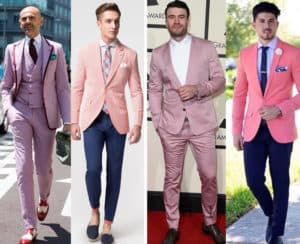 ชุดสูทผู้ชายสีชมพูออกงาน กางเกงทรงเข้ารูปแบบเรียบหรู หลากหลายสไตล์