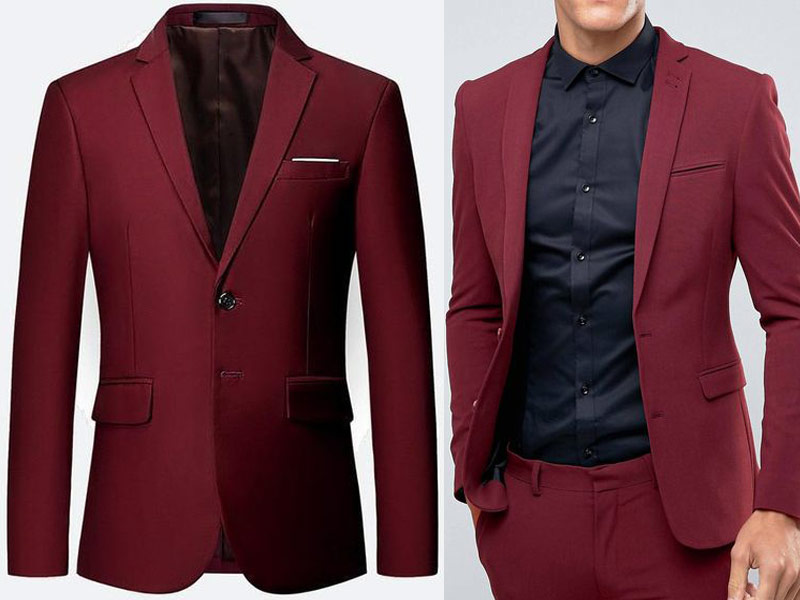 การเลือกเสื้อด้านในสำหรับสูทสีแดงสามารถใส่ได้ทั้งกับเชิตสีดำหรือสีขาว