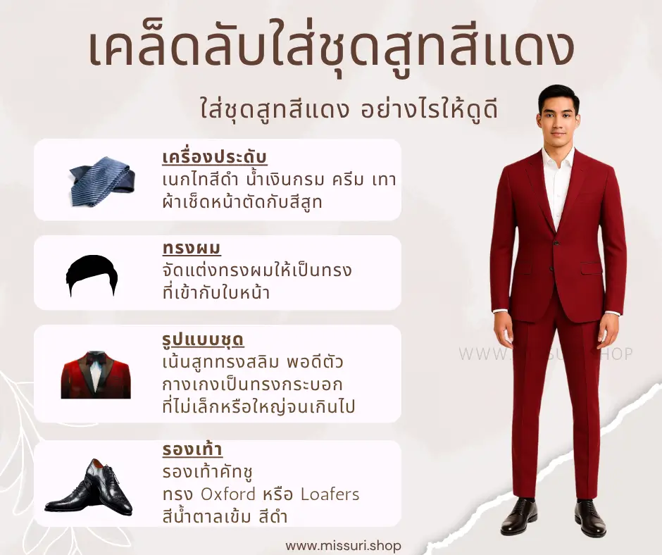 เคล็บลับใส่สูทสีแดงยังไงให้ดูดี